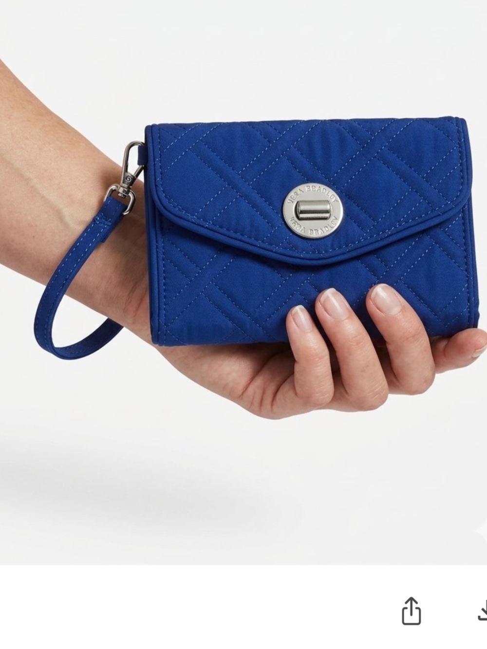Vera Bradley Cobalt Quilted Wristlet with Turn-Lock